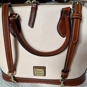 Dooney light pink pebbled leather zip zip satchel